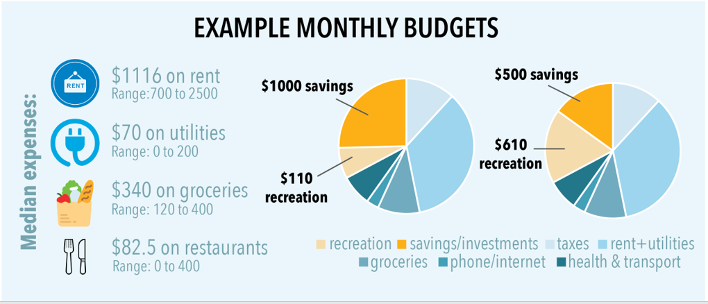 Example monthly budgets
