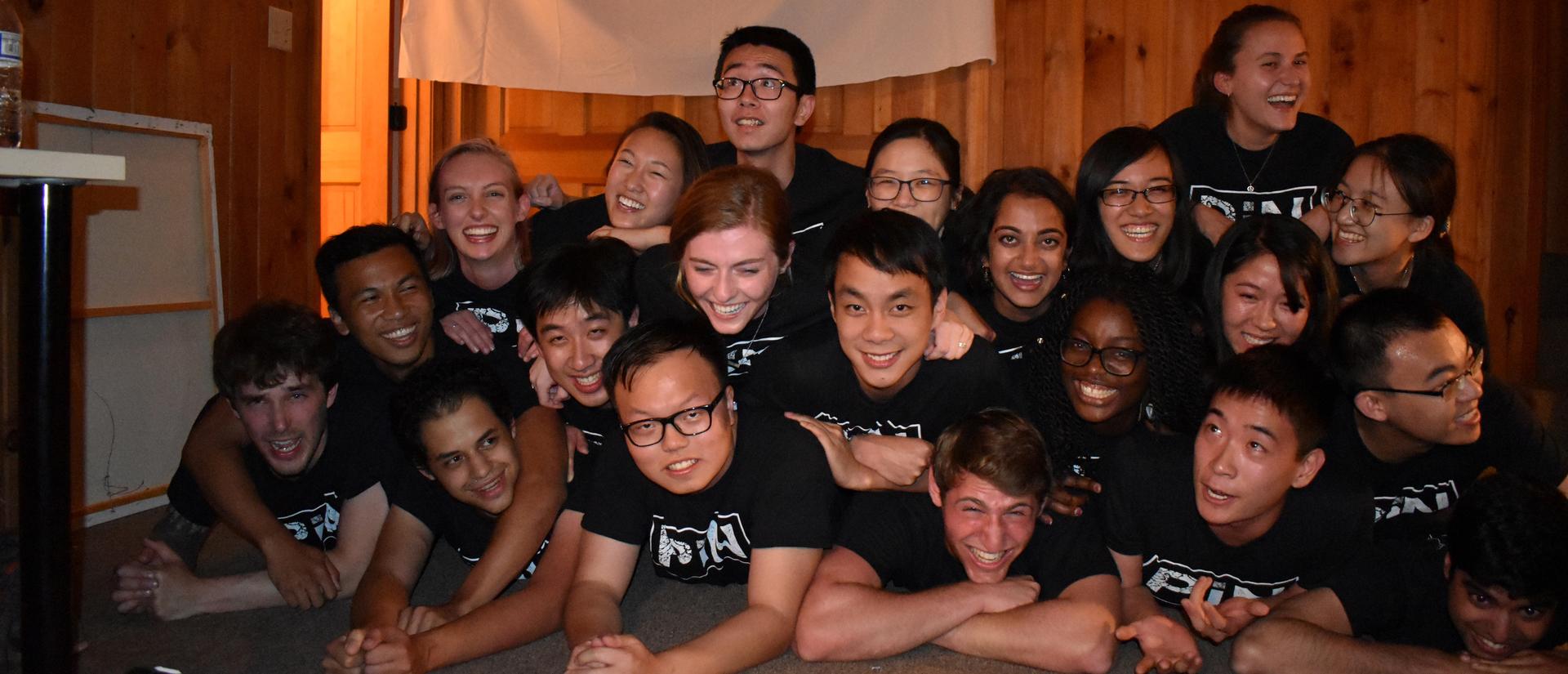 Student retreat human pyramid